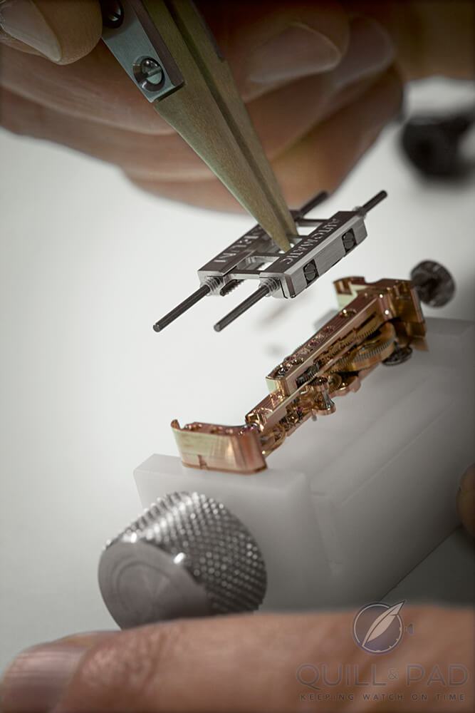 Adding the linear rotor to the Golden Bridge Automatic movement
