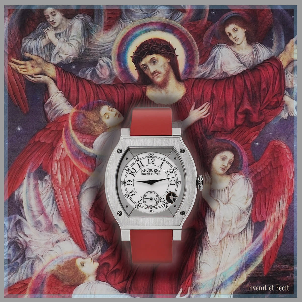 F.P. Journe Elegante 48 mm over The Red Cross by Evelyn de Morgan (image courtesy @thehealer74)