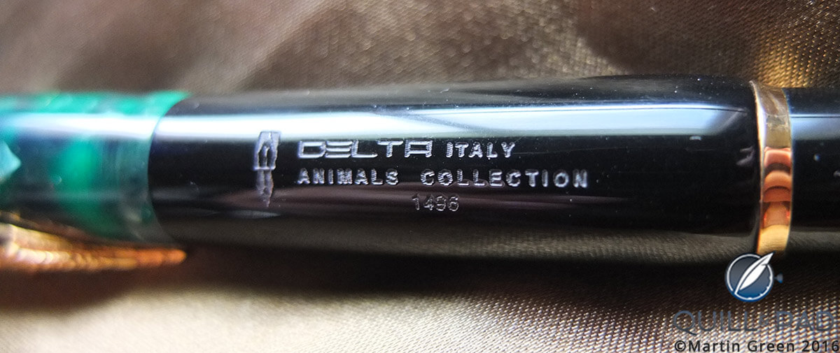 Engraving on the Delta Animals Collection Crocodile fountain pen