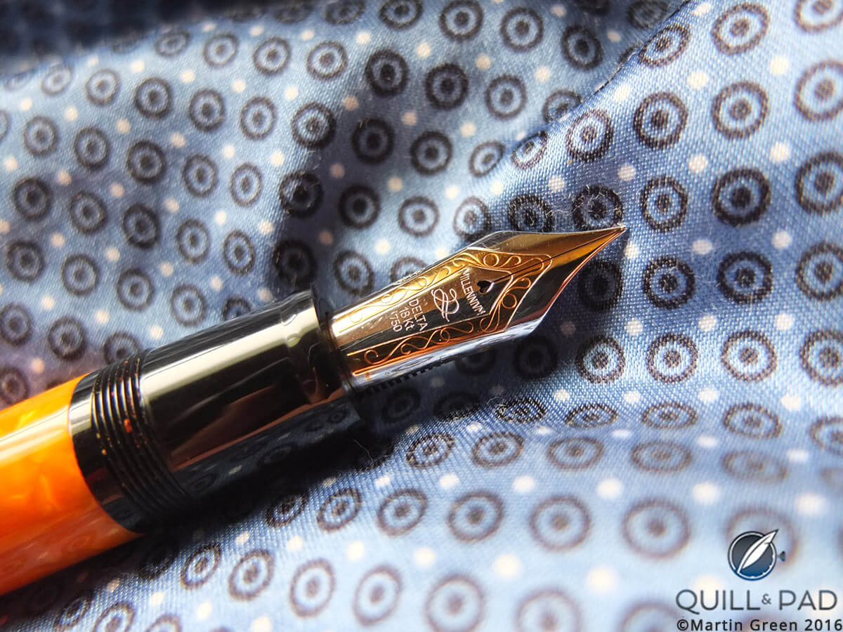 The over-size nib of the Delta Dolce Vita fountain pen
