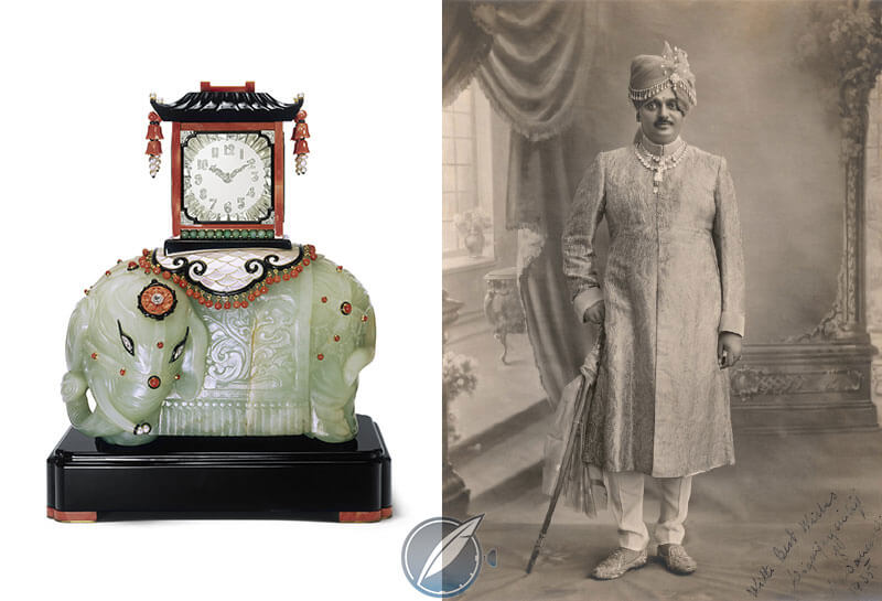 Cartier mystery clock on elephant base owned by the Maharaja of Nawanagar