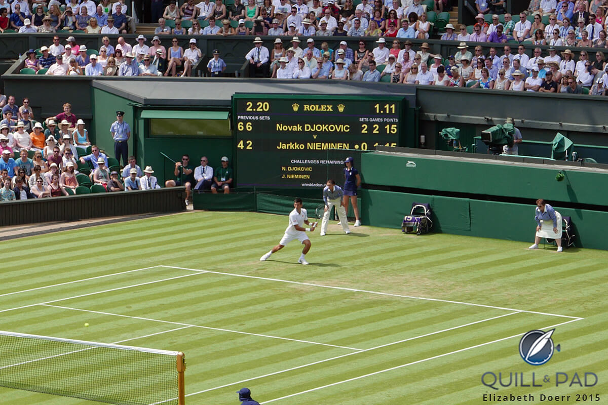 Novak Djokovic on Centre Court at Wimbledon 2015