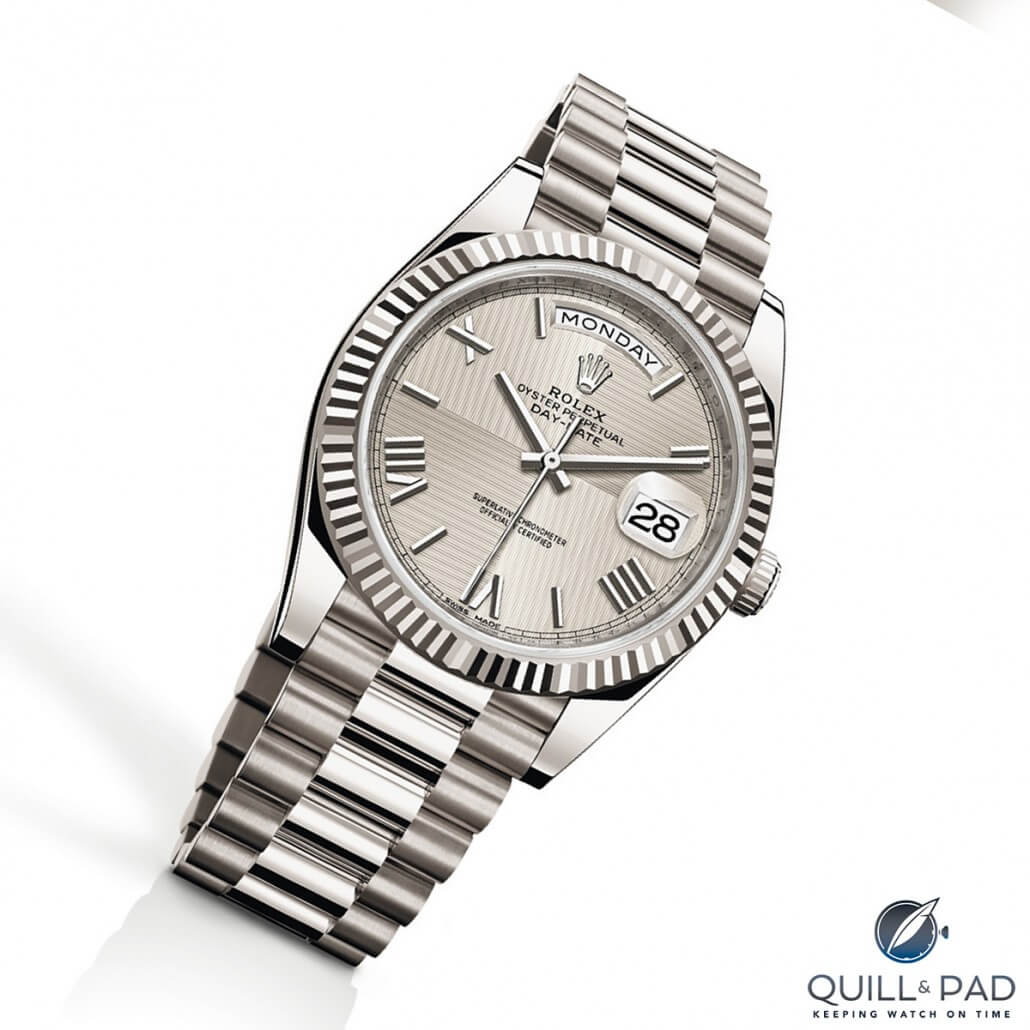 Rolex Day-Date 40 in white gold with quadrant dial 