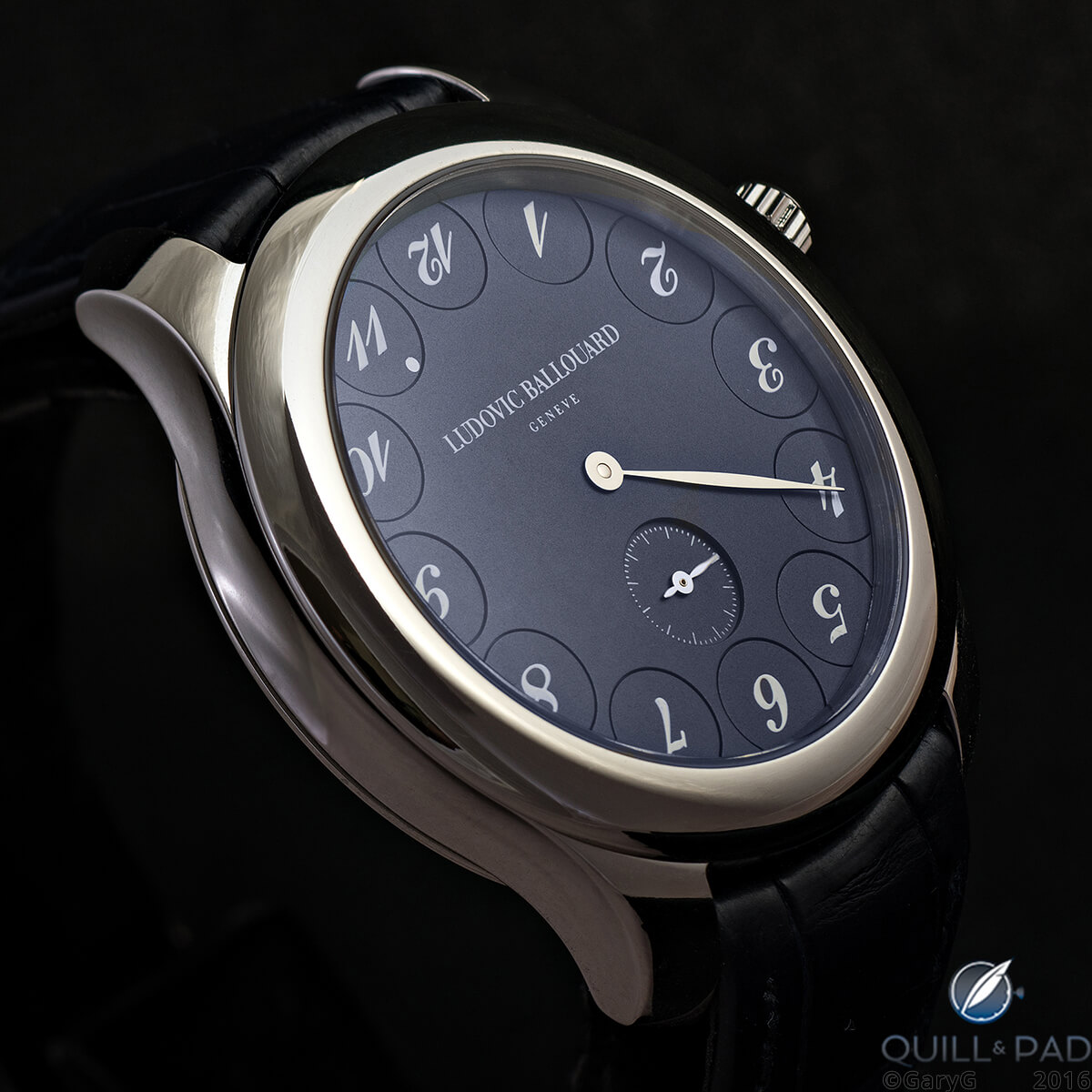 The author’s Ludovic Ballouard Upside Down in platinum with blue dial