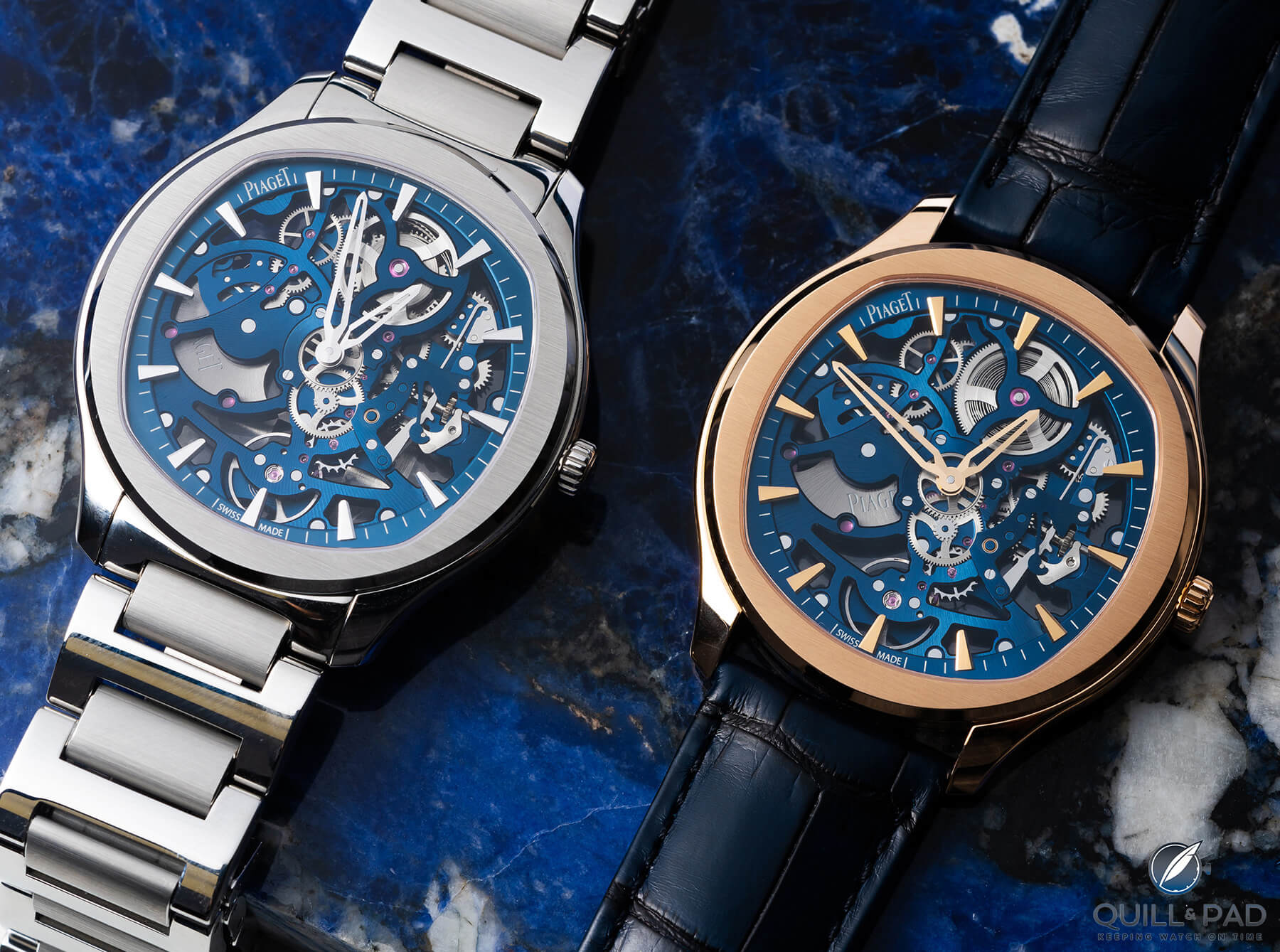 Piaget Polo Skeleton In Pink Gold: The Power Of A Sublime Blue-Gold ...