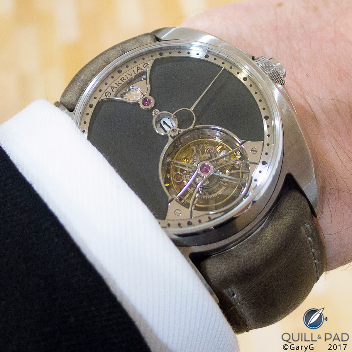 Tourbillon Chiming Jump Hour from Akrivia on the author’s wrist