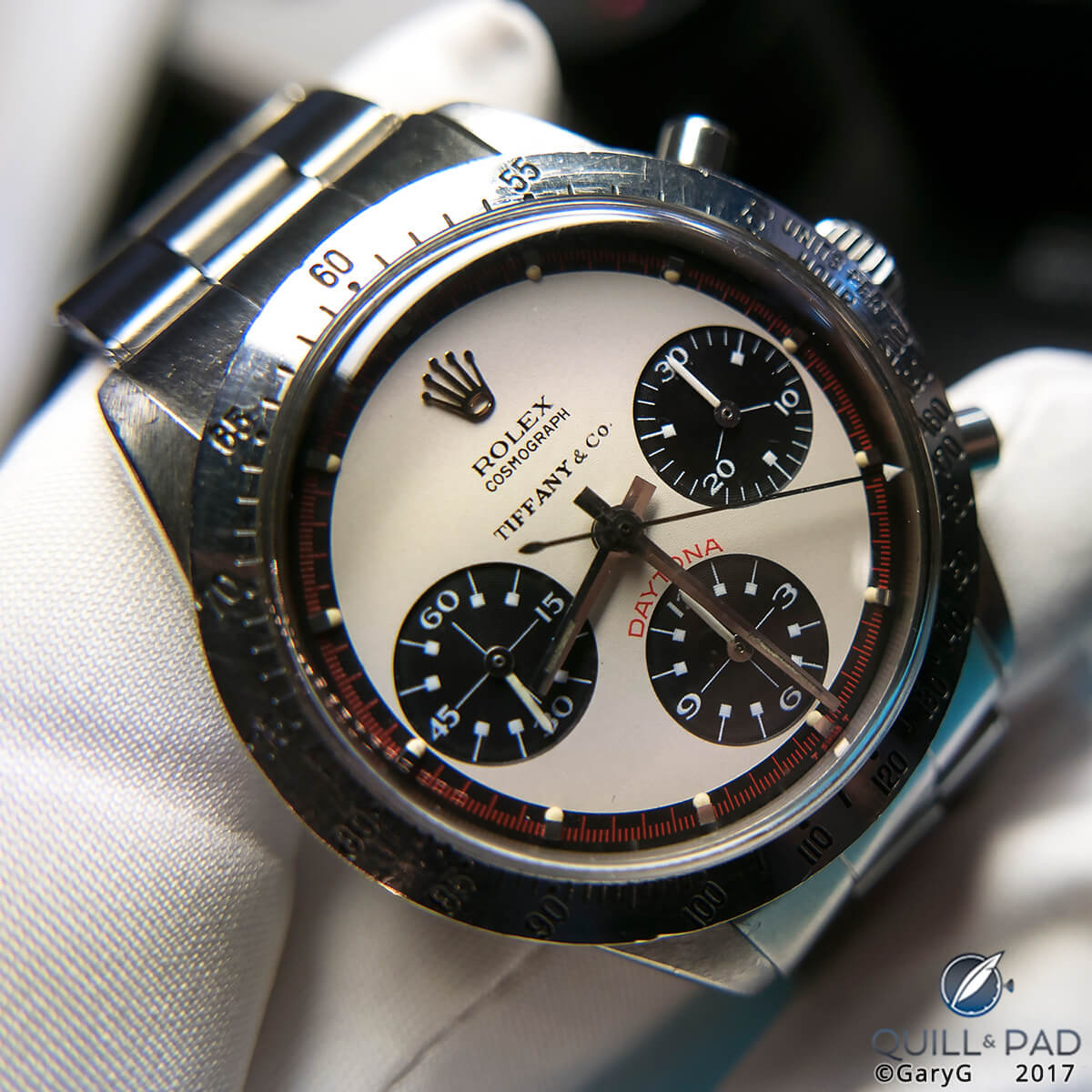 Rolex “Paul Newman” Daytona with characteristic subdial numerals and block indices, Tiffany and Co. dial