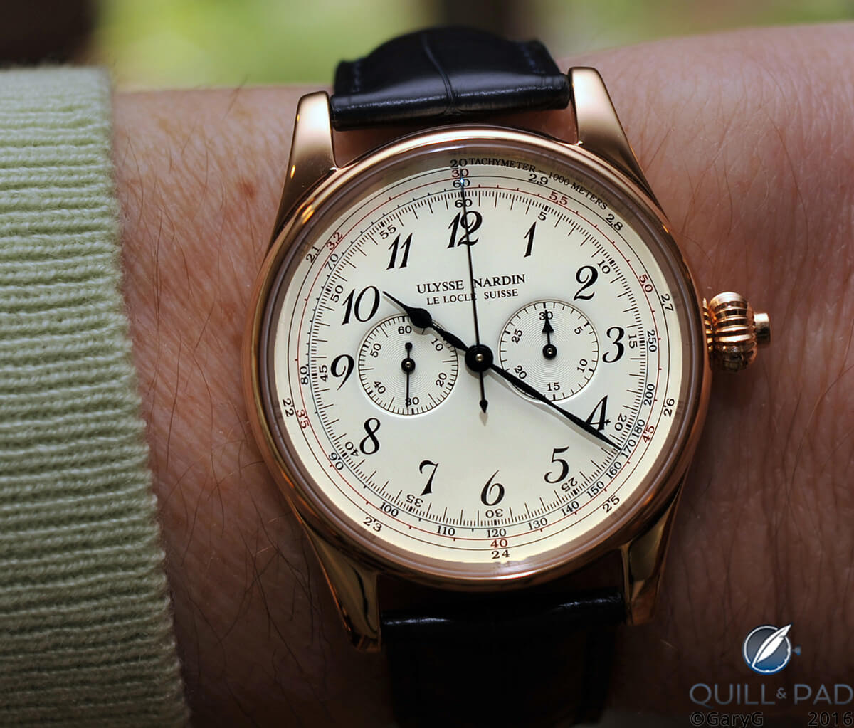 Affordable classic: Ulysse Nardin Monopusher Chronograph with F.P. Journe-designed movement on the author’s wrist