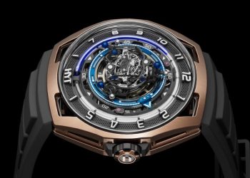 HYT lleva el oro al Conical Tourbillon, con líquido azul en movimiento