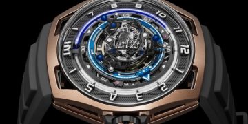 HYT lleva el oro al Conical Tourbillon, con líquido azul en movimiento